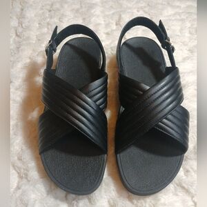 FitFlop Lulu Womens 10 Padded Back Strap Sandals Black